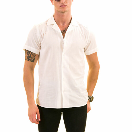 Solid Hawaiian Men's Shirt // White (S)