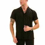 Solid Hawaiian Men's Shirt // Black (3XL)