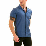 Metallic Men's Hawaiian Shirt // Blue (XL)