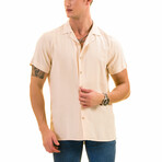 Solid Men's Hawaiian Shirt // Beige (S)