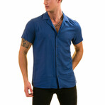 Solid Hawaiian Men's Shirt // Blue (M)
