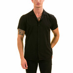 Solid Men's Hawaiian Shirt // Black (3XL)