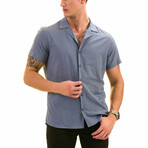 Solid Men's Hawaiian Shirt // Light Blue (L)