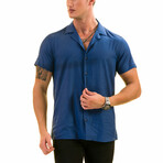 Solid Men's Hawaiian Shirt // Blue (3XL)