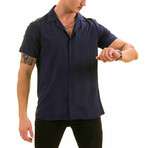 Solid Men's Hawaiian Shirt // Navy (M)