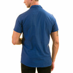 Solid Men's Hawaiian Shirt // Blue (XL)