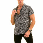 Zebra Stripes Men's Hawaiian Shirt // Black + White (XL)