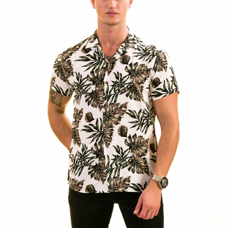 Tropical Hawaiian Men's Shirt // White (S)