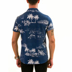 Palm Trees Hawaiian Men's Shirt // Blue + White (2XL)