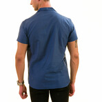 Metallic Hawaiian Men's Shirt // Blue (2XL)