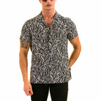 Zebra Stripes Men's Hawaiian Shirt // Black + White (3XL)