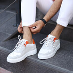 Color Block Suede Sneaker // White + Taupe + Tobacco (Euro: 42)
