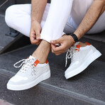 Color Block Suede Sneaker // White + Taupe + Tobacco (Euro: 39)