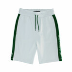 Tennis Shorts // White + Dark Green (M)