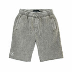 Acid Wash Embroidered Shorts // Beige Wash (XL)