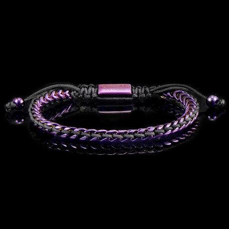 Purple Plated Stainless Steel Franco Chain Adjustable Bracelet // 7.75"