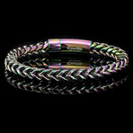Polished Iridescent Plated Stainless Steel Franco Chain + Nylon Cord Bracelet // 8"