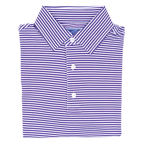 Pique Stretch Polo // Purple Stripes (Small)