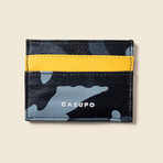 Slim Horizontal Wallet // Blue Camo + Yellow