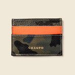 Slim Horizontal Wallet // Army Camo + Orange