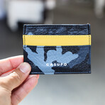 Slim Horizontal Wallet // Blue Camo + Yellow