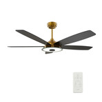 JOURNEY 52 inch 5-Blade Smart Ceiling Fan + LED Light Kit // Gold + Black