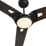 Hoffen 52" 3-Blade Smart Ceiling Fan + Led Light Kit // Black + Dark Wood