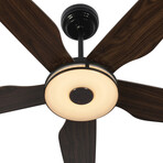 Elira 52" 5-Blade Smart Ceiling Fan + Led Light Kit // Black + Dark Wood
