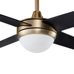 NEVA 52 inch 4-Blade Smart Ceiling Fan + LED Light Kit + Smart Wall Switch // Gold + Black