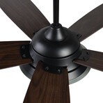 JOURNEY 56 inch 5-Blade Smart Ceiling Fan + LED Light Kit // Black + Dark Wood