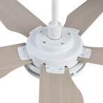 ELIRA 52 inch 5-Blade Smart Ceiling Fan + LED Light Kit // White + Light Wood