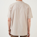 Relaxed Fit Short Sleeve Single Pocket Button Up Shirt // Stone (S)