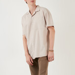 Relaxed Fit Short Sleeve Single Pocket Button Up Shirt // Stone (S)