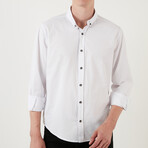 Regular Fit Long Sleeve Button-Up Shirt // White (S)