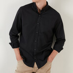 Regular Fit Long Sleeve Button-Up Shirt // Black (S)