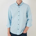 Regular Fit Long Sleeve Button-Up Shirt // Blue (S)