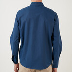 Regular Fit Long Sleeve Button-Up Shirt // Navy Blue (S)