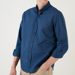 Regular Fit Long Sleeve Button-Up Shirt // Navy Blue (S)