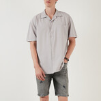 Relaxed Fit Short Sleeve Single Pocket Button Up Shirt // Gray (S)