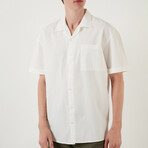 Relaxed Fit Short Sleeve Single Pocket Button Up Shirt // Ecru (S)