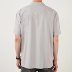 Relaxed Fit Short Sleeve Single Pocket Button Up Shirt // Gray (XL)