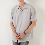 Relaxed Fit Short Sleeve Single Pocket Button Up Shirt // Gray (XL)