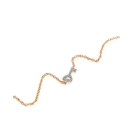 18K Rose Gold + 18k White Gold Diamond Bracelet // 7.25" // Store Display