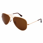 Unisex RB3025133 Aviator Sunglasses // Gold + Brown