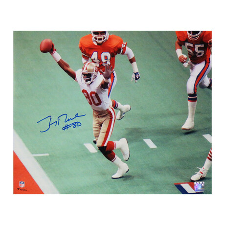 Jerry Rice // Signed San Francisco 49ers Super Bowl TD vs Broncos // 16x20 Photo