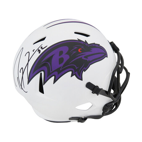 Ray Lewis Signed Baltimore Ravens Lunar Eclipse White Matte Riddell Full Size Speed Replica Helmet