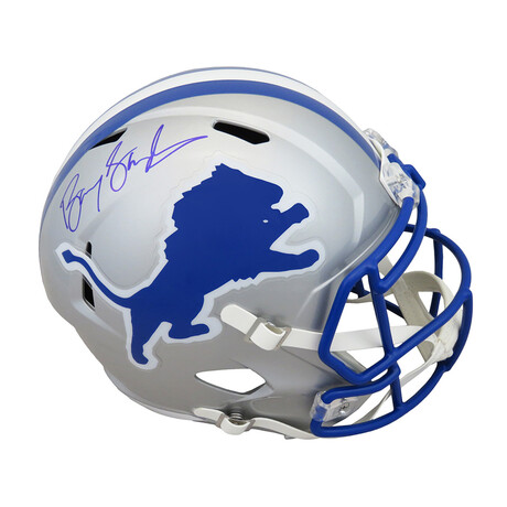 Barry Sanders // // Signed Detroit Lions Throwback Riddell Full Size Speed Replica Helmet
