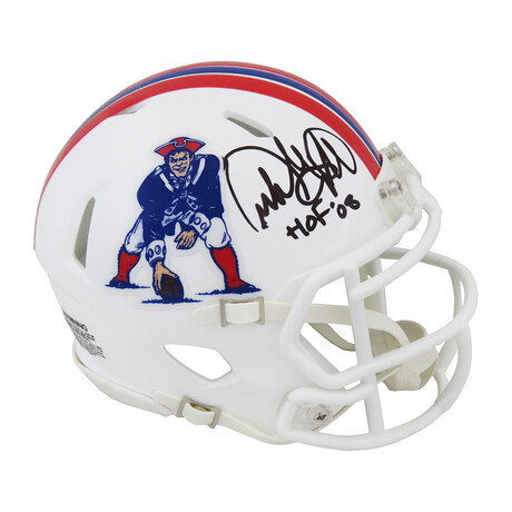 Andre Tippett // Signed New England Patriots Throwback Riddell Speed Mini Helmet // "HOF'08" Inscription