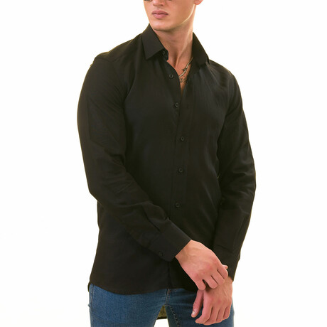 European Made & Designed Linen Shirt // Black (5XL)
