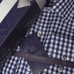 Spencer Shirt // White + Navy Blue (M)